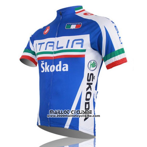 2014 Maillot Ciclismo Italie Bleu et Rouge Manches Courtes et Cuissard